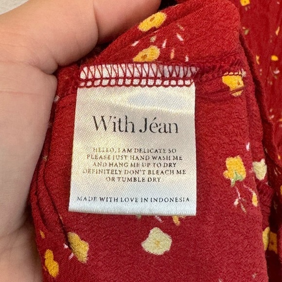 With Jean Beaucoup Floral Plunge V-Neck Short Sleeve Summer Mini Dress Red S - Picture 13 of 13